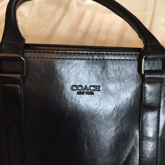 Coach Black Leather Messenger Bag - Picture 3 of 8